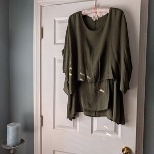 Umgee Forest Green Textured Blouse